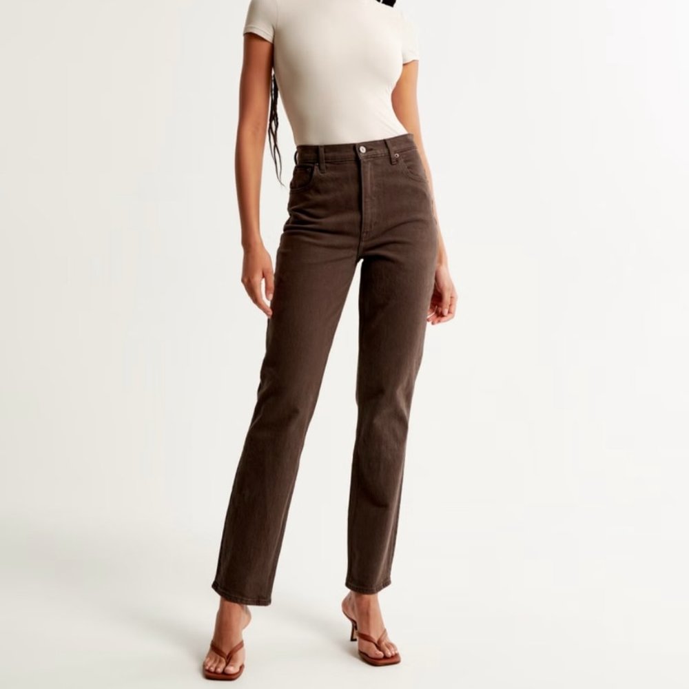 Abercrombie & Fitch Women's Brown curve love x long inseam jeans